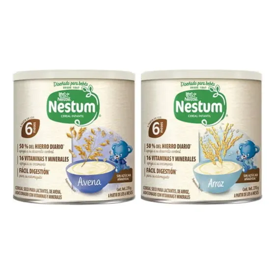 Duo Pack Nestum 6meses 270g C/u Avena/arroz