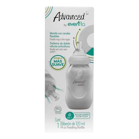 Biberón Evenflo Advanced 120ml Flujo Lento 0 Meses 1 Pieza
