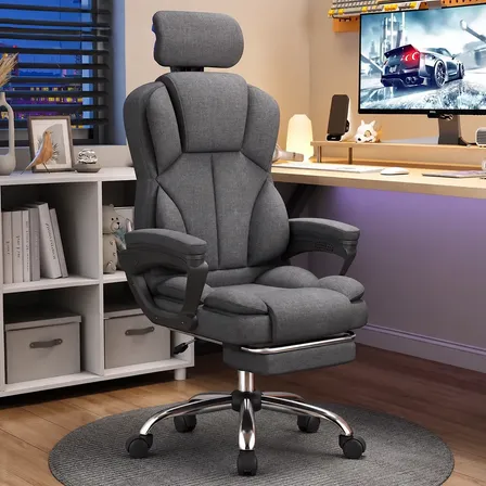 Silla Oficina Ejecutiva Ergonómica Y Acolchada Gris Gris Tela