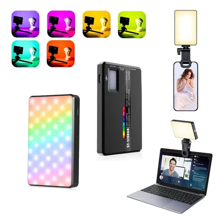 Luz De Preenchimento Rgb Mobile Para Câmera Tablet Celular 3.7v Preto Rgb