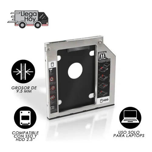 Caddy 9.5mm/ 12.7mm Sata 3.0, 2.5 Hdd Ssd Cady Dvd Laptop Color Aluminio