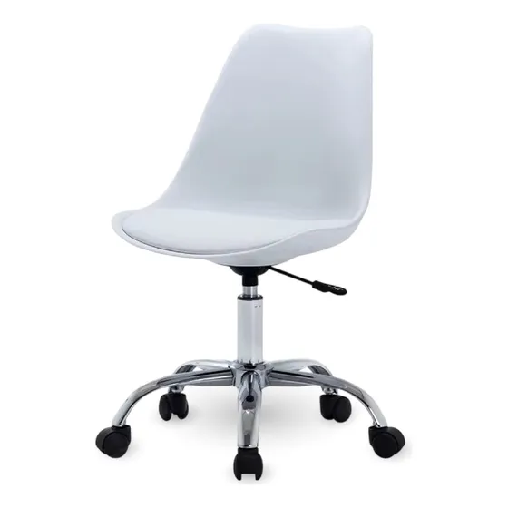 Silla De Escritorio Oficina Pc Tulip Ruedas Giratorias 295 Color Blanco Material Del Tapizado Pvc