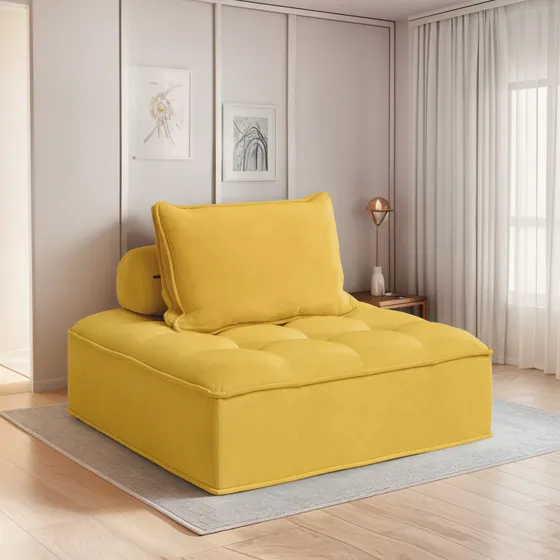 Sala Modular Seccional Sillon Ocasional Sofa Agusto Color Amarillo