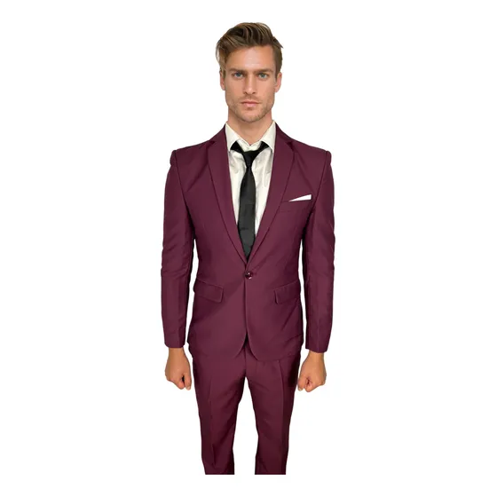 Terno Burdeo Diseño Hombre Exclusivo Trajes , Envío Gratis