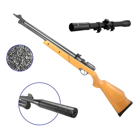 Rifle Fox Pump Lever 5.5 Cerrojo Cargador Rotativo Mira 4x20