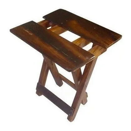 Banco Silla Plegable Madera Saman Artesanal Marron Hogar