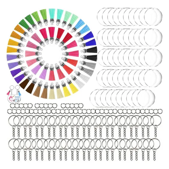 200 Pcs De Llaveros Acrílicos Para Bricolaje Kit