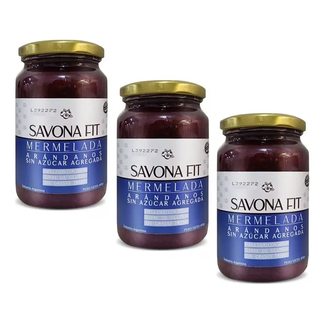 Mermelada Arandanos Con Stevia Sin Tacc Savona Fit 400g X3