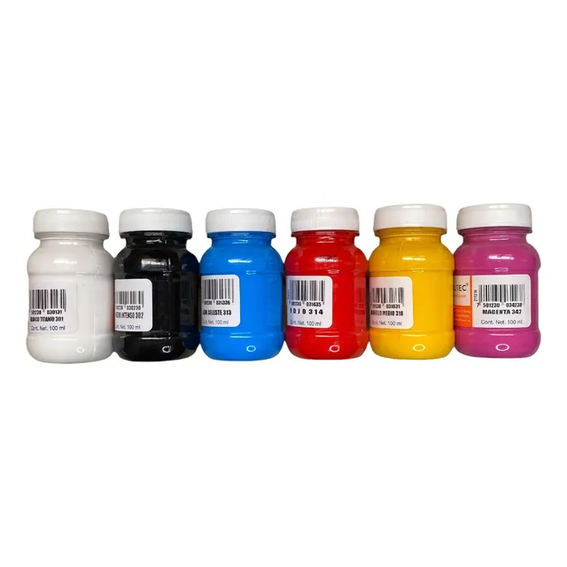 Set Pinturas Acrilicas Politec 6pz 100ml Colores Primarios