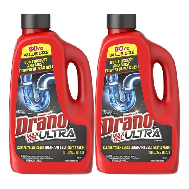 Destapacaños Líquido Drano Max Gel para Limpieza de Tuberías del Lavabo o de la Regadera, 2 Unidades de 2,3L
