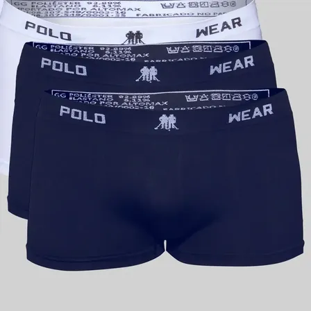 Kit 6 Cuecas Boxer Polo Wear Microfibra Basic Sortida Sortido Liso Gg