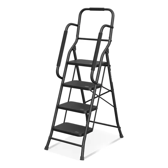 Escalera De 4 Escalones Con Pasamanos, Taburete Plegable, An
