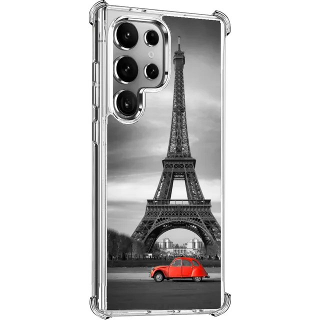 Funda Antigolpes Para Samsung Paris Torre Eiffel Auto Rojo