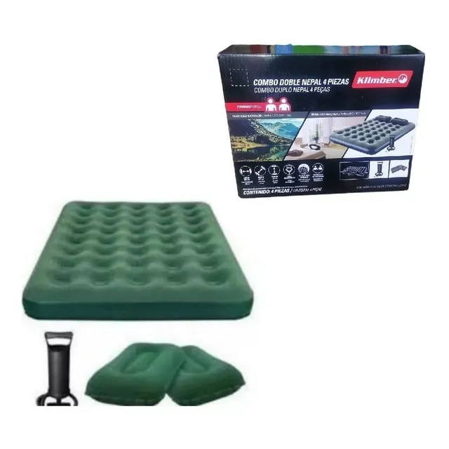 Colchón Inflable Klimber 2 Plazas + Inflador + 2 Almohadas