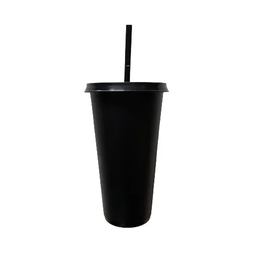 10 Vasos Reusables Con Tapa Y Popote 24oz De Colores Color Negro