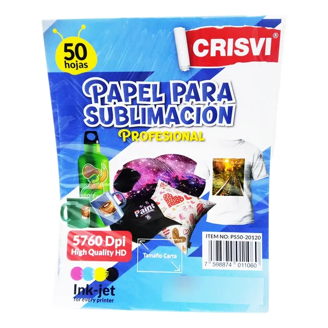 Papel Sublimacion O Sublimar Tamaño Carta Profesional 50 Hjs