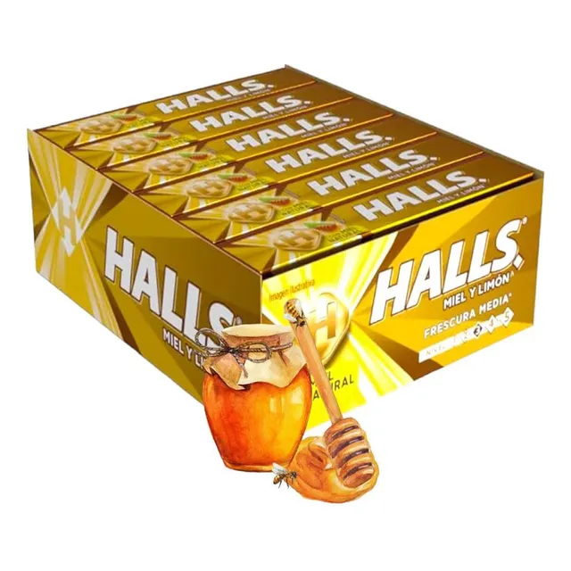 Halls Miel Caramelo Macizo 12 Pzas 302g Dulces
