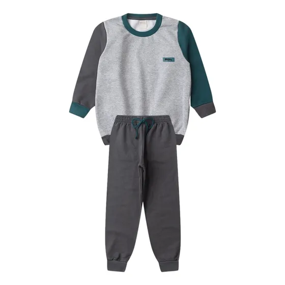 Conjunto Inverno Menino Casaco Blusão Calça Moletom Semcapuz