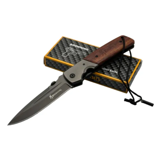 Cuchillo Para Caza Con Pedernal Táctico Camping Color Gris