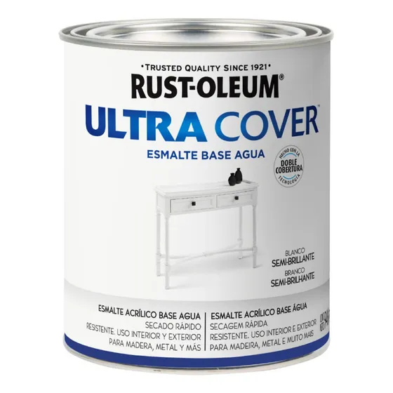 Esmalte Al Agua Ultra Cover 946ml Bco Semibrillo Rust Oleum Color Único Color