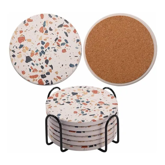 Posavaso Para Bebida Marmol Absorbente Base Corcho Casa
