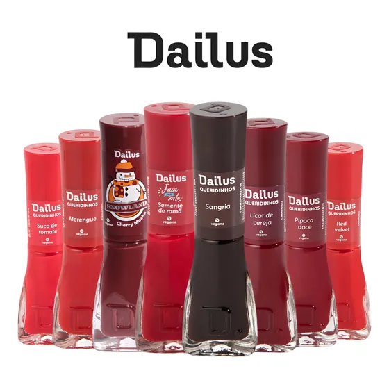 Kit Esmalte Dailus 8 Cores Tons De Vermelho Cremoso