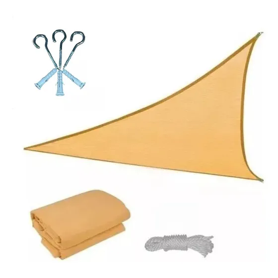  Toldo Sombreamento Triangular 3x3x3 Areia + Kit Instalação