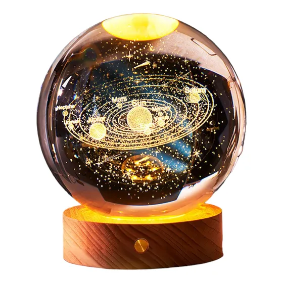 Lampara Esfera De Cristal 3d Planetas Galaxia Nebula