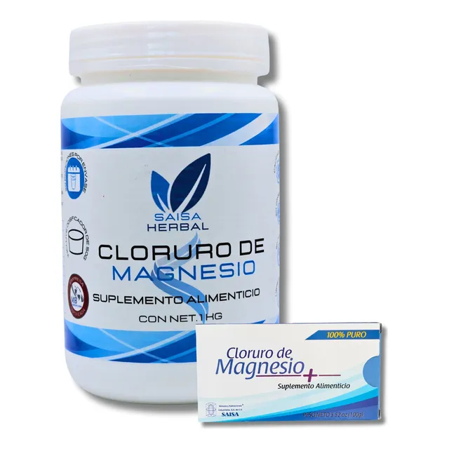 Cloruro De Magnesio Usp 1 kg | Suplemento Alimenticio | Saisa Herbal Sabor Natural | 100% puro | Apoyo a huesos, musculos, digestión