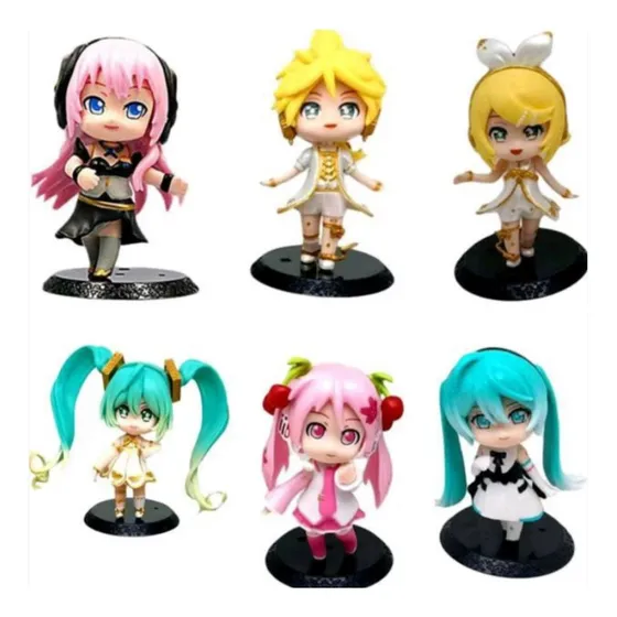 Set 6 Figuras Anime Hatsune Miku Chibi Virtual Idol
