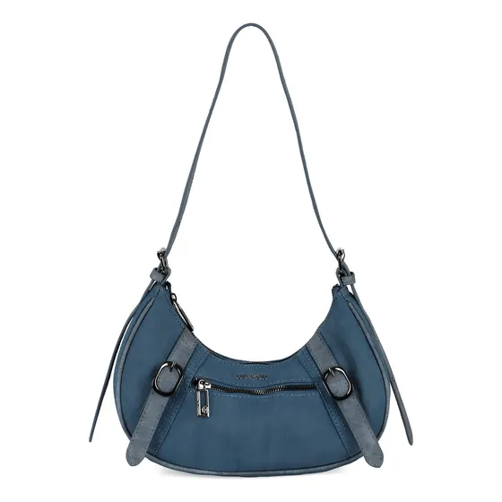 Bolsa Up4you Jeans Pequena Meia Lua Ombro Tiracolo Bu78755 Cor Azul Jeans Desenho Do Tecido Lisa
