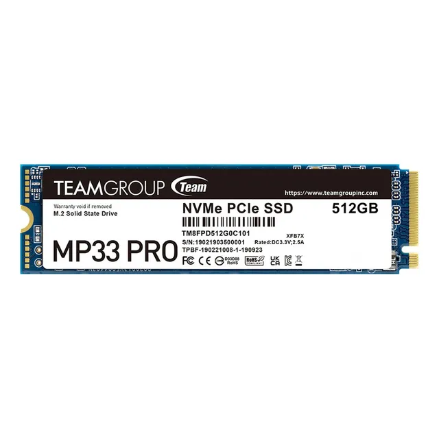 Team Group Mp33 Pro M.2 2280 PCIe Nvme de 512 GB, color negro