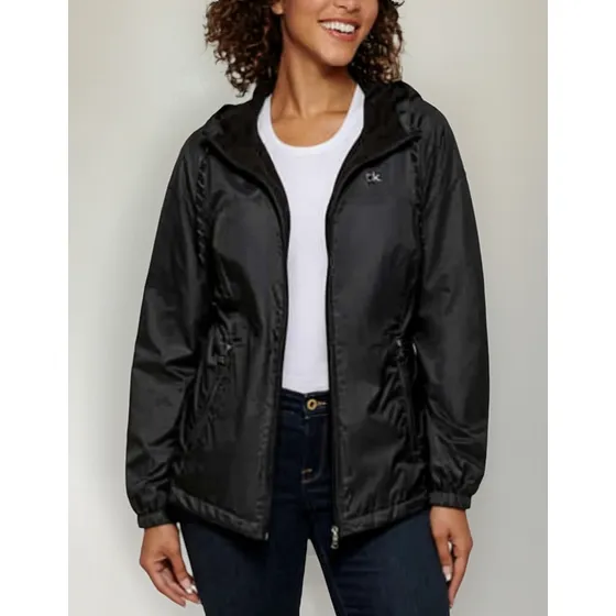 Chaqueta Dama Calvin Klein Negra Termica Con Capota