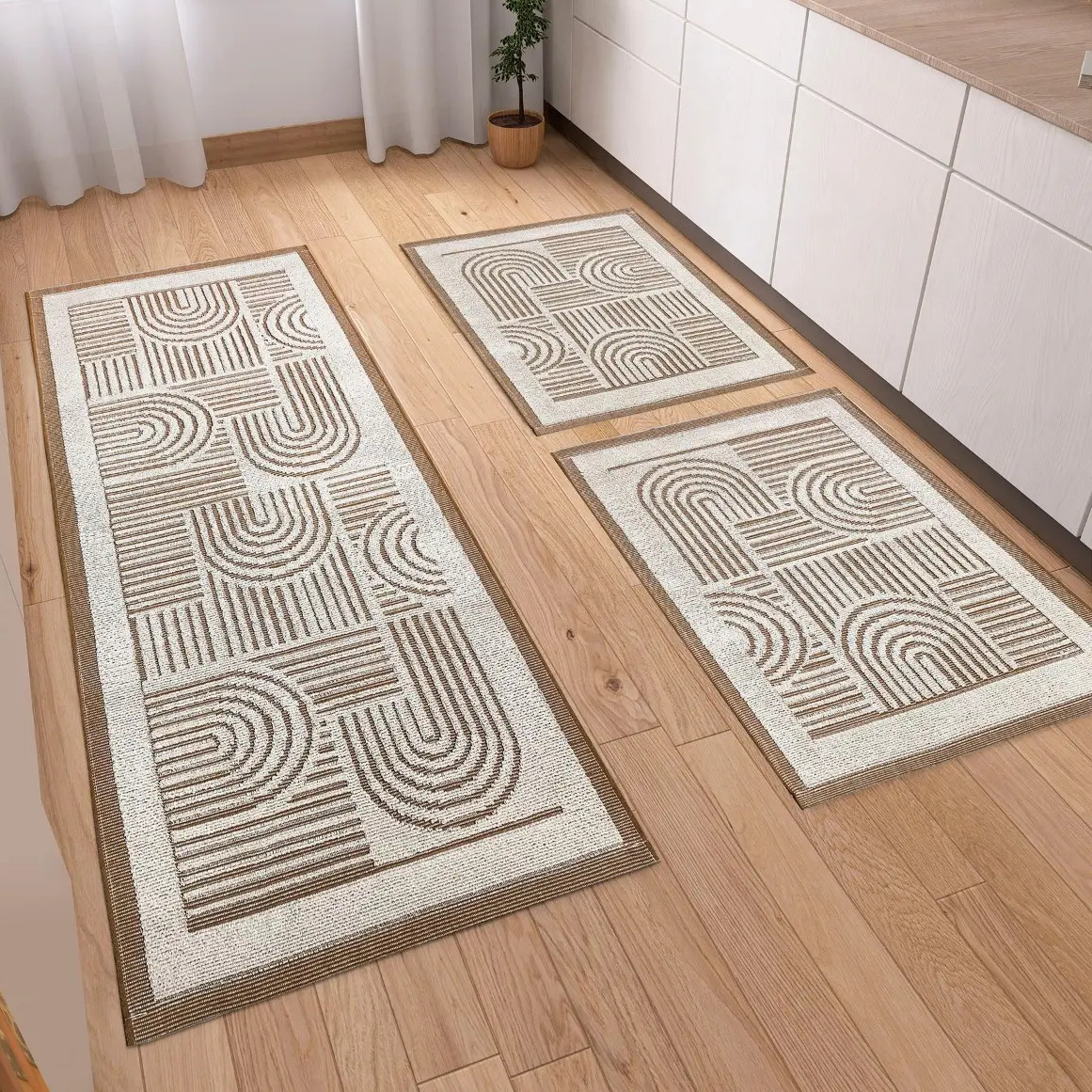 Kit Tapetes Passadeira 3 Peças Linea Luxo Tear Para Cozinha