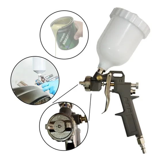 Pistola Pintura Aplica Cola Gravidade Bico 2mm Caneca 500ml