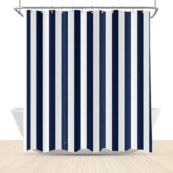 Lfeey Cortina Ducha Raya Color Azul Marino 72 X 78  Diseño