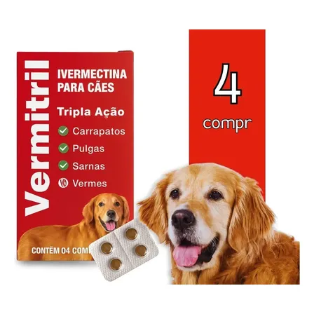 Anti Carrapatos, Vermes, Pulgas E Sarnas - 4 Comprimido 15kg