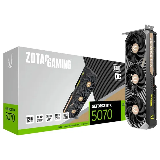 Placa De Vídeo Zotac Rtx 5070 Solid Oc 12gb Gddr7 192 Bits