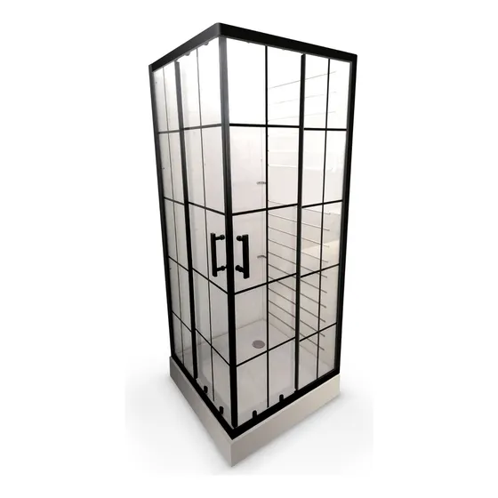 Showerdoor Diseño Cuadriculas Negras 80x80x195 + Receptaculo