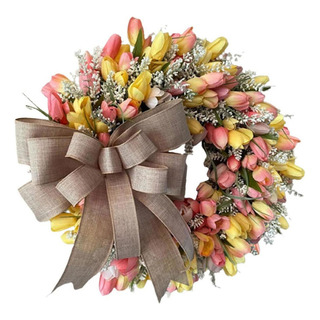 Corona De Puerta De Entrada De Primavera De Bienvenida Con Corona De Puerta De Entrada De Primavera De Bienvenida Con