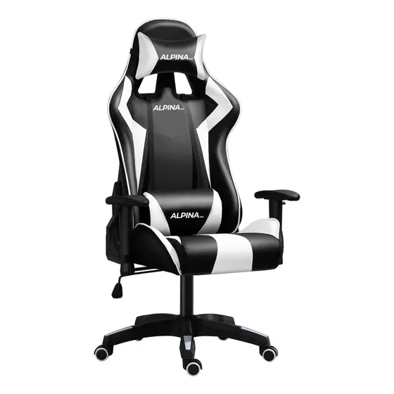 Silla Sillón Gamer Ergonómica Giratoria Reclinable Premium Alpina Ft-055 Negro/blanco