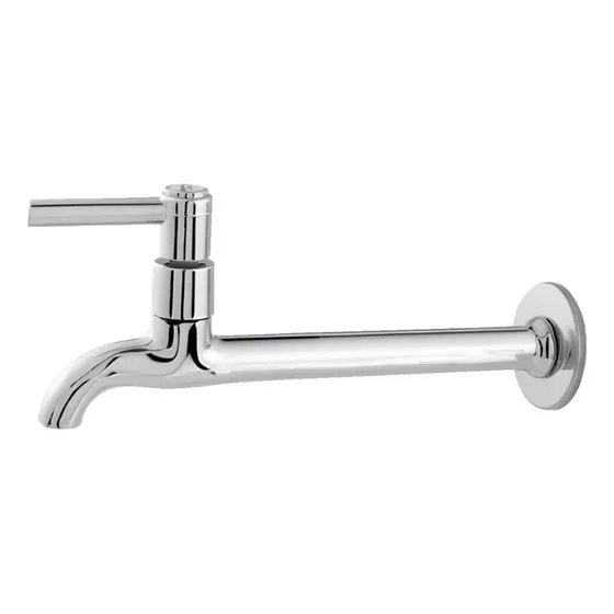 Torneira Pia Parede Tanque 1/4 De Volta Metal 18 Cm Longa Acabamento Alavanca Cor Cromada