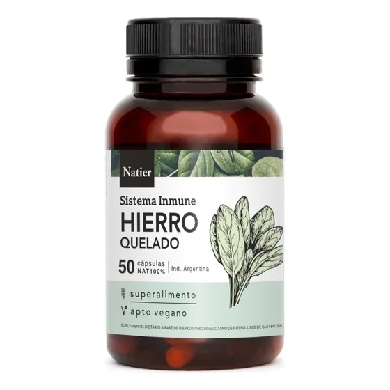 Hierro Quelado 50 Cápsulas  Anemia Sistema Inmune -  Natier