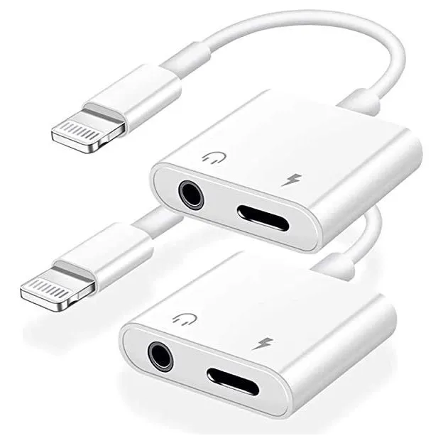 Adaptador Lightning Apple iPhone 2 En 1 Audífono Jack 3.5 Mm