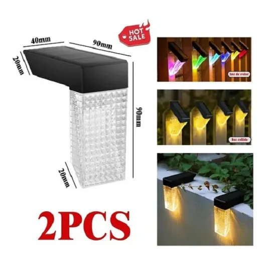 2 Pzs Lámpara Pared Solar Impermeable Aire Libre 7 Colores