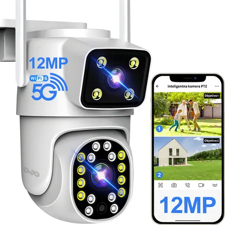 Ojo® 12mp Dual Lens Camara De Vigilancia Wifi Cámara 2.4g/5g Blanco