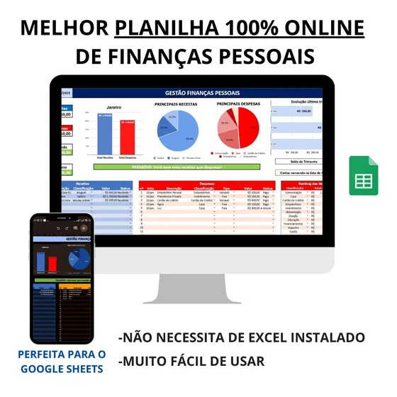 Planilha Finanças Pessoais 100% Online P/ Notebook/celular