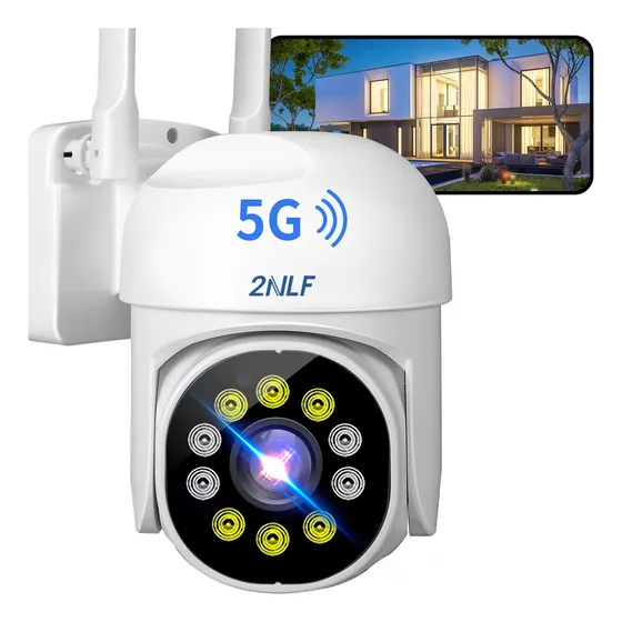 2NLF 5G Cámara De Seguridad Exterior Wifi ip 360° Impermeable Hd D461 Color Blanco Alarma PTZ Visión Nocturna