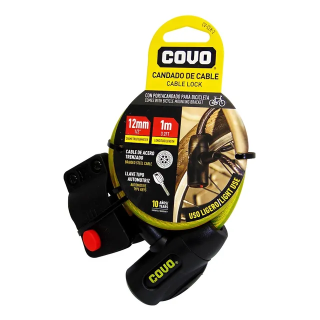Candado Para Bicicleta 12mm X 1m Marca Covo