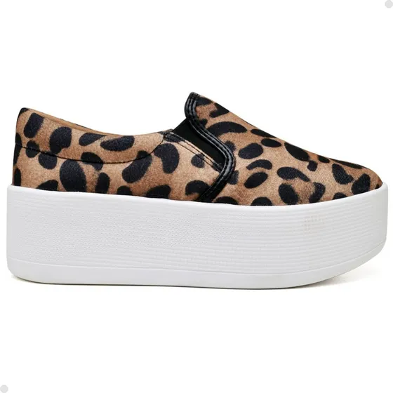 Tenis Feminino Plataforma Flatform Slip On Onça Blogueira